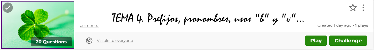 enlace kahoot lengua tema 4