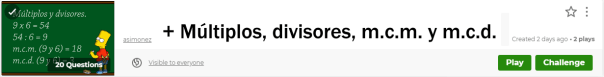 kahoot mates + múltiplos